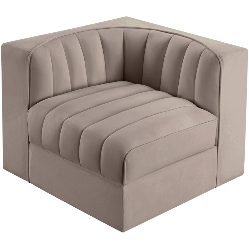 Chaise d'angle rembourrée en tissu Rummi, Taupe