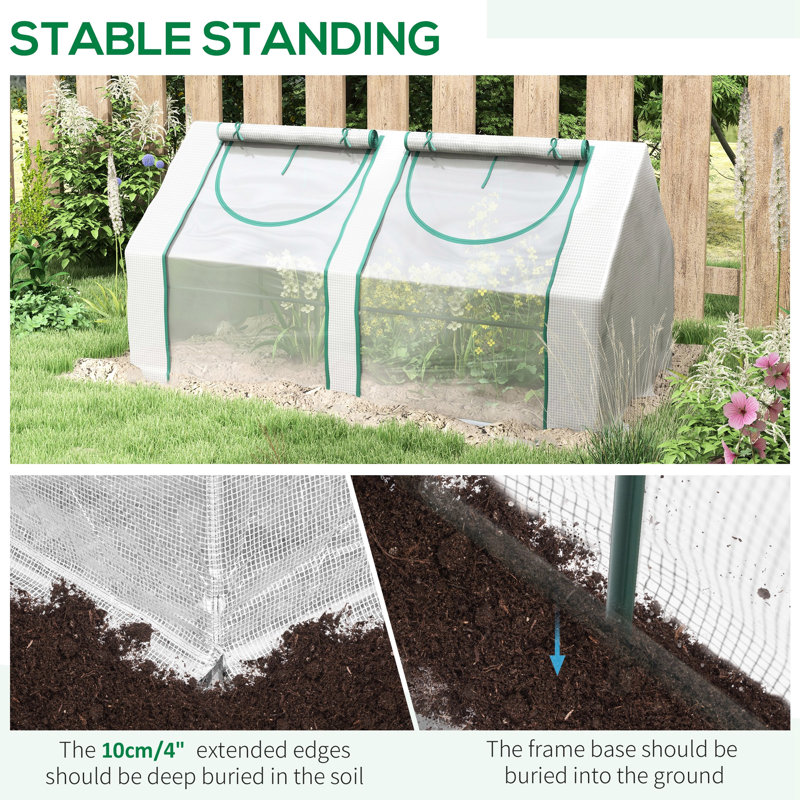 Clear Portable Greenhouse 6' X 3' 3', Steel, 2 Pe/Plastic Covers, User- Windows Garden Greenhouse, With Covers & Multi-Purpose Windows,