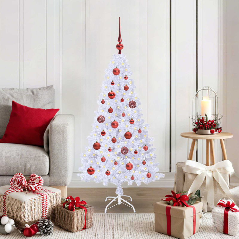 Lighted Artificial Christmas Tree, 120cm H, Red
