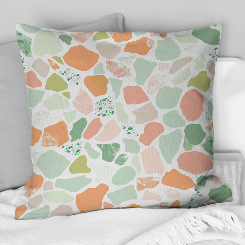 Coussin décoratif à carreaux roses et verts, H 16 po x l 16 po