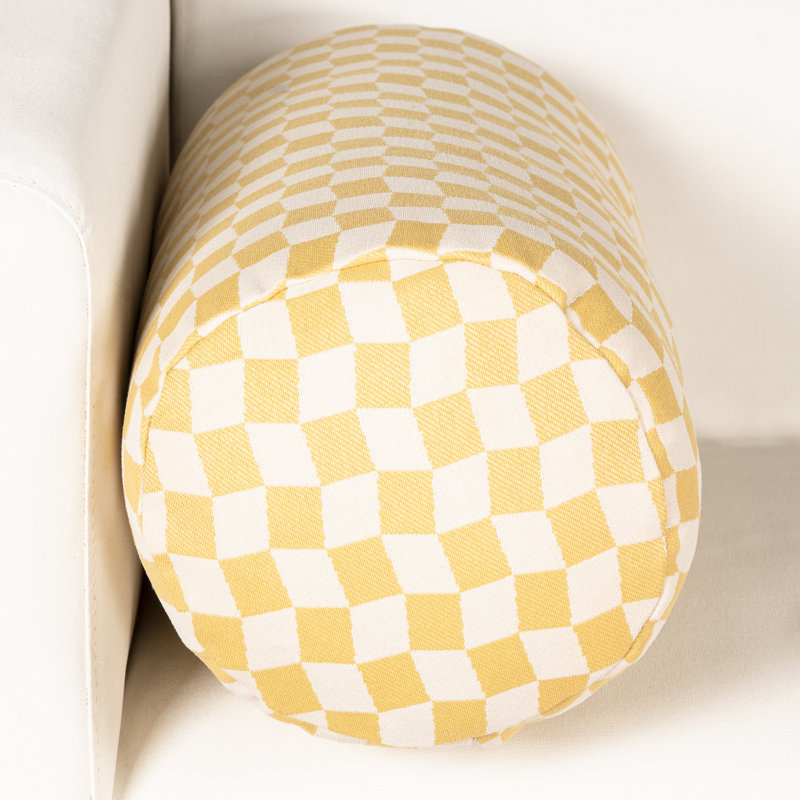 Coussin décoratif Terrace, Jaune, motif géométrique 2, Traversin H 8 po x l 21 po