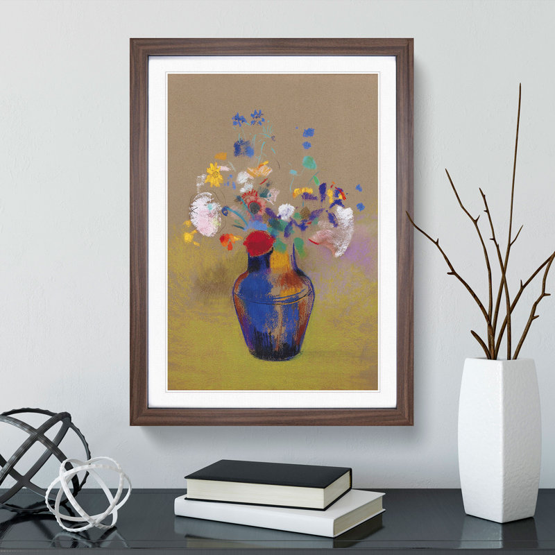 Flowers in a Vase by Odilon Redon - Picture Frame Painting, Walnut Framed, 90cm H x 65cm W x 2cm D