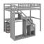 Structure de lit mezzanine avec escalier de rangement avec main courante, commode avec tiroir, DEL, garde-robe ouverte-258157962-258157963