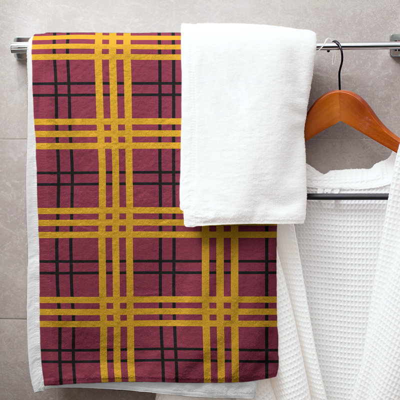 Bath Towel, Polyester/Cotton Blend, Red/Black/Yellow