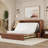 Solid Wood Queen Murphy Bed Cabinet with Storage Drawer, Built-in Charging station, Walnut Finish (Mattress Included)-970623115