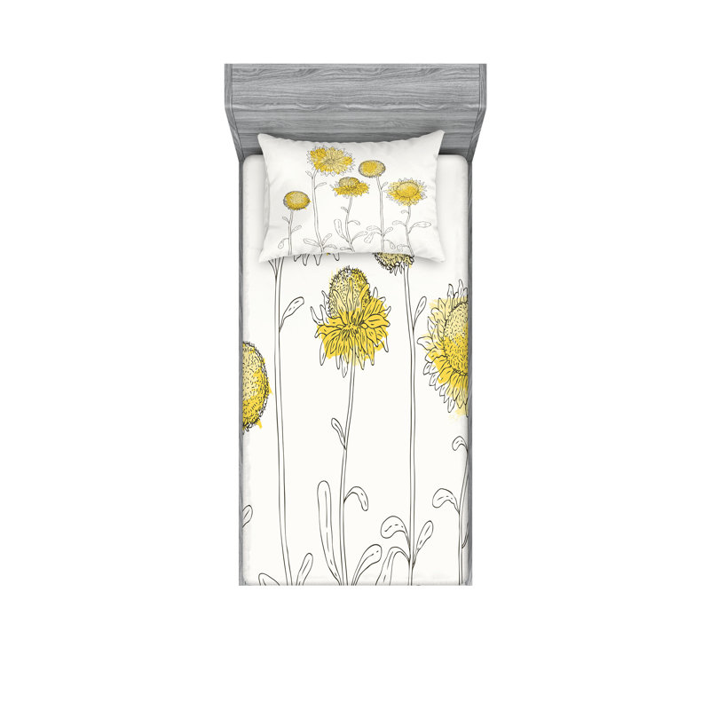 Drap-housse et coussin décoratif Ambesonne, Ensemble de draps pour lit simple + 3 pièces supp