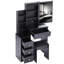 Small Space Left Bedside Cabinet Vanity Table + Cushioned Stool, Extra Large Right Sliding Mirror, Multi Layer High Capacity Storage, Practical Fashionable Dresser, Suitable For Small Space
