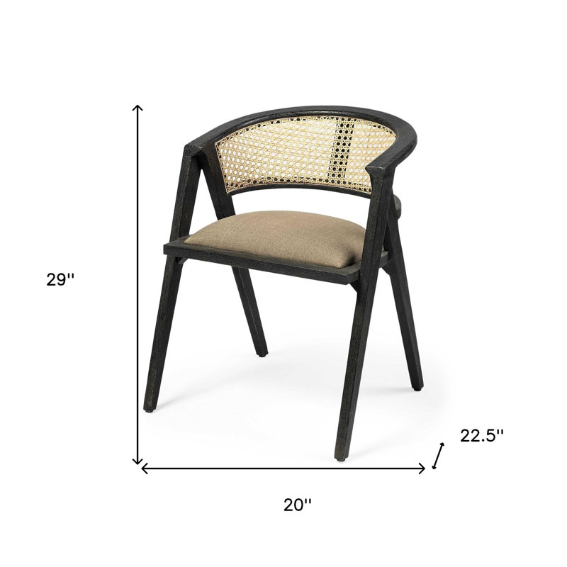 Chaise de salle à manger rembourrée en lin gris et noir