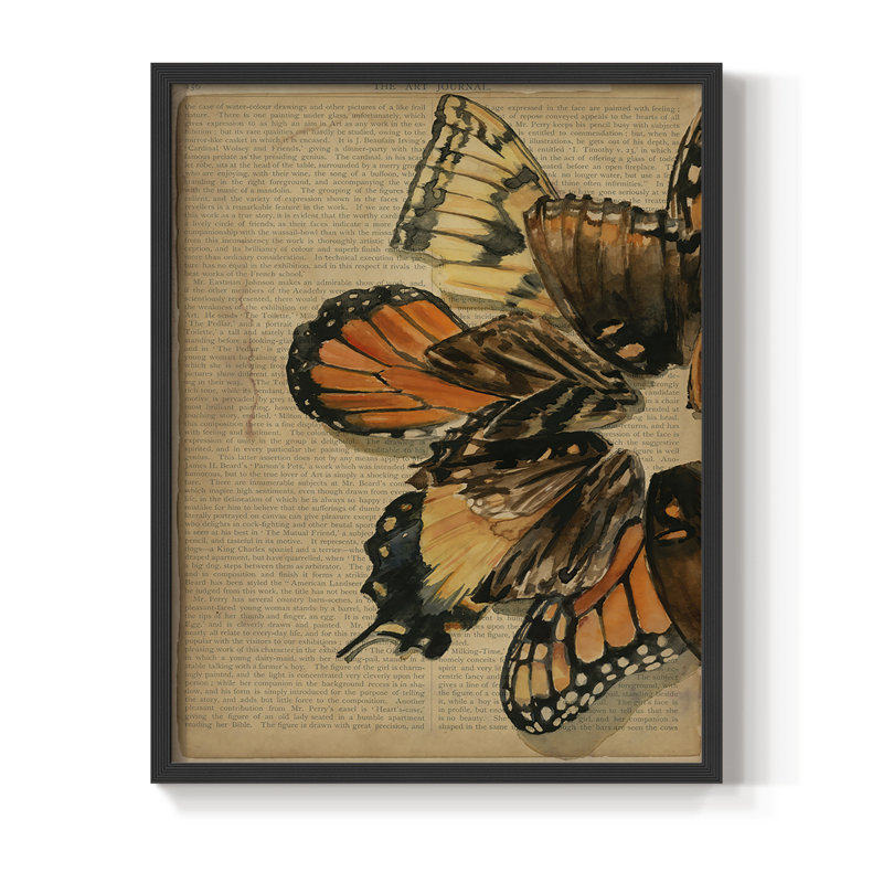 Winged Wreath II Framed Print - Solid Wood, Black, 14" H x 11" W
