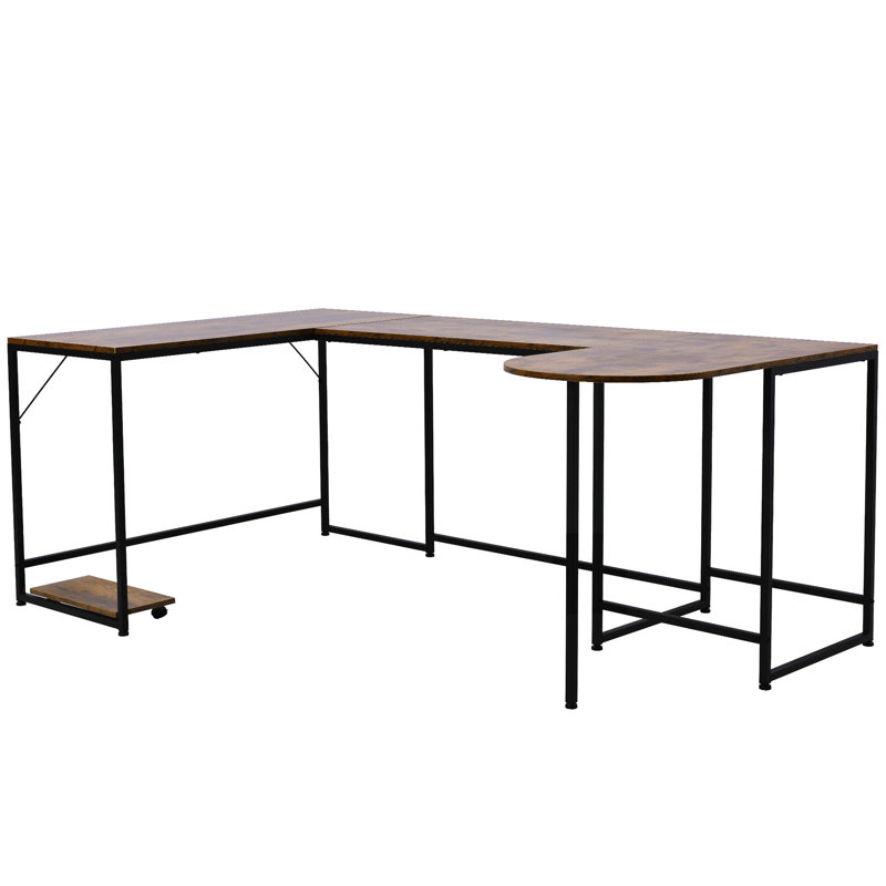 Bureau en U, Brun rustique / noir