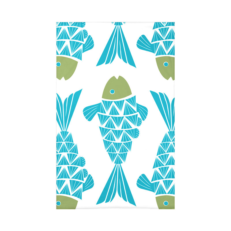 Jeté en molleton côtier Big Fish, L 60 po x l 50 po x P 0,5 po, Turquoise