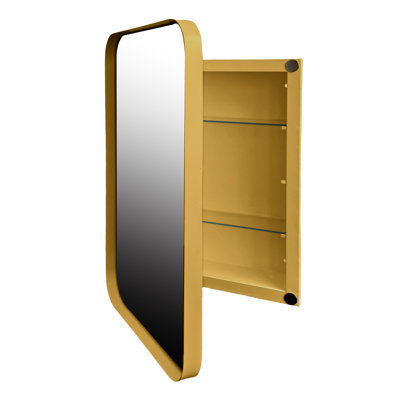 16X24 Inch Recessed Metal Framed Bathroom Storage Cabinet With Mirror And Adjustable Shelves, Matte Gold Appeal, , Fog, Corrosion, -Proof, For Bath Shelf & Build, , , , -,
