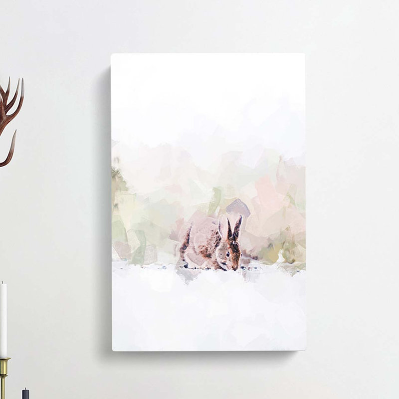 Rabbit Grazing In Abstract - Wrapped Canvas, 60cm H x 40cm W x 3cm D