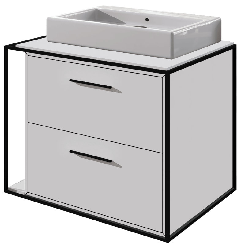 Linea 24'' W Single Vanity, Matte White, Matte Black, Wall Mount