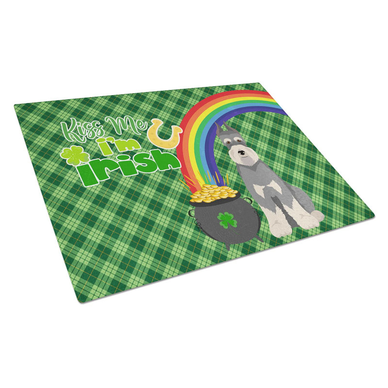 Planche à découper en verre trempé Schnauzer sel St. Patrick's Day