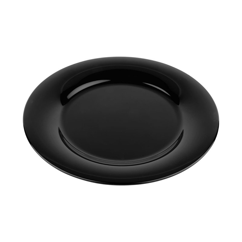  Assiette plate en mélamine 10,5 po, 12 pièces, Noir