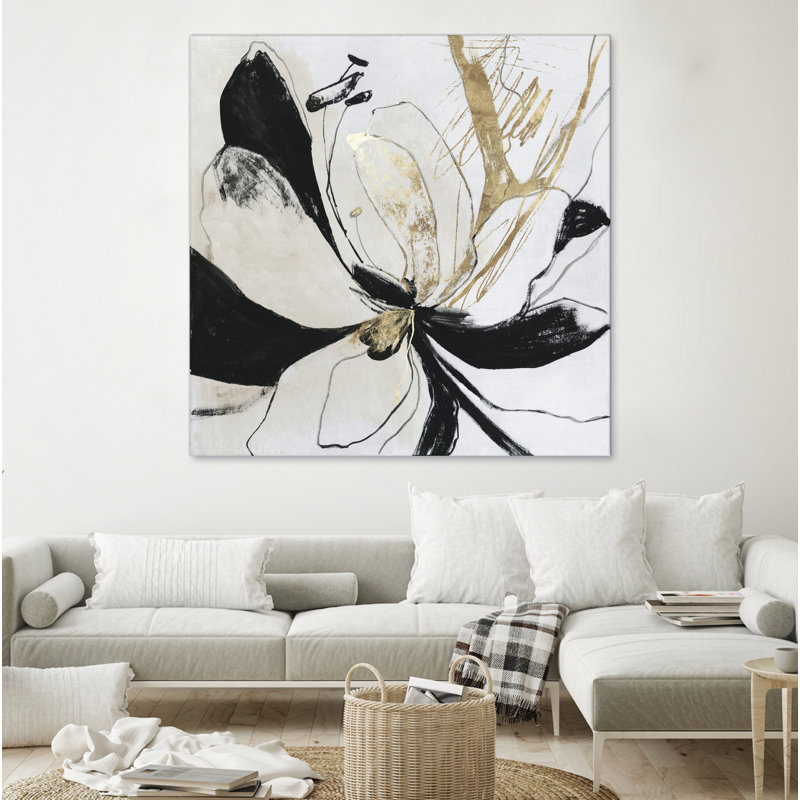 «Black Bloom II», peinture sur toile sans cadre, L 72 po x H 72 po