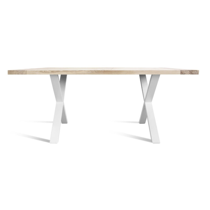 McCutchenville Oak Solid Wood Top Metal Base Dining Table