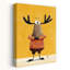 Cute Moose In Plaid Contemporary Forest Wall Art Print by Mathieu - Wrapped Canvas Print-53875579