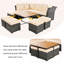 Ensemble de mobilier de patio, ensemble de conversation d'extérieur 10 pièces, table basse avec repose-pieds, table basse en bois massif