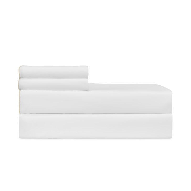 Arlo Sheet Set, White/Vanilla, Twin Sheet Set with 2 Standard Pillowcases
