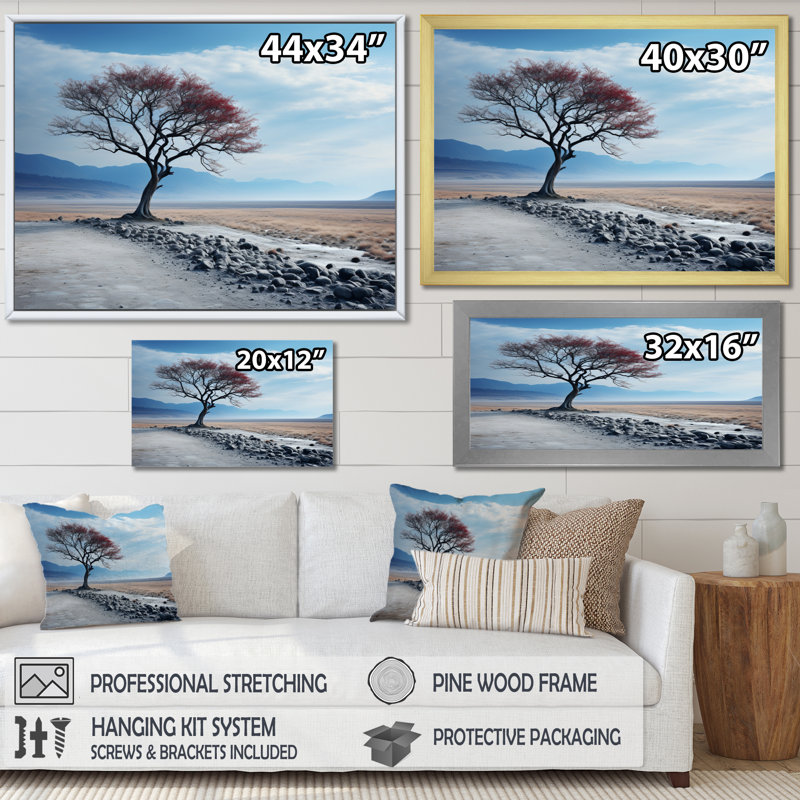 Ciel, ciel, horizon, arbre, H 34 po x l 44 po x P 1,5 po, Cadre simple noir