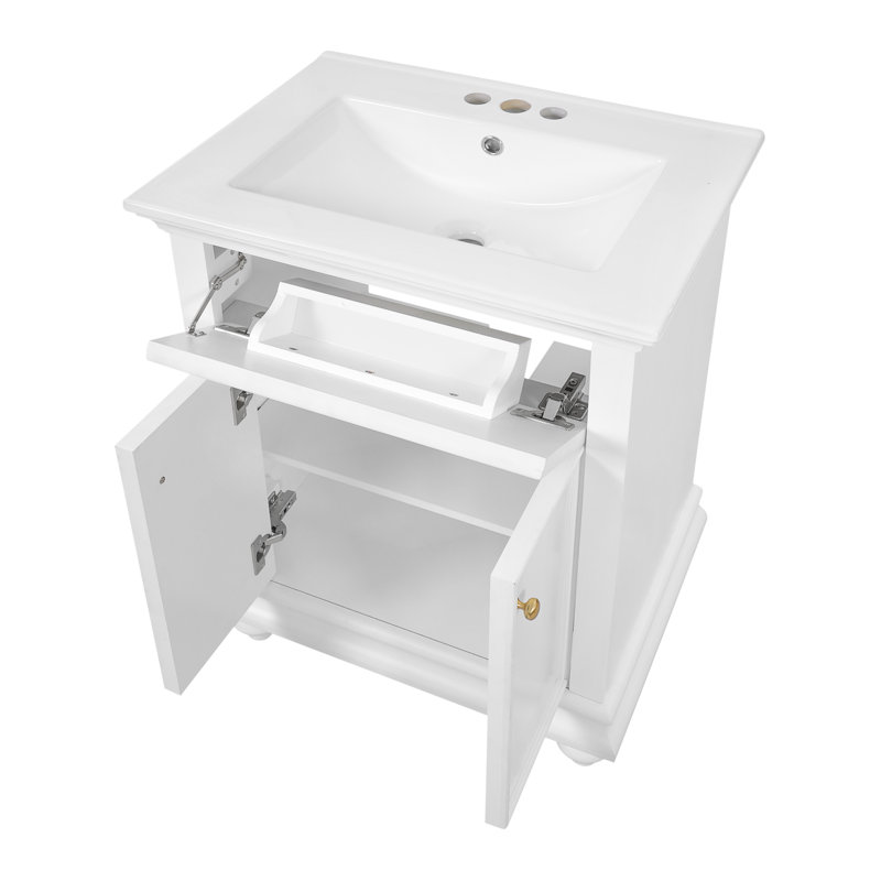 Meuble-lavabo moderne 24 po avec tiroir basculant, White