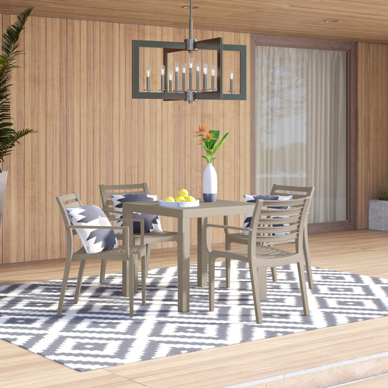 Quadis 4 - Person Patio Dining Set with Square Table, Taupe