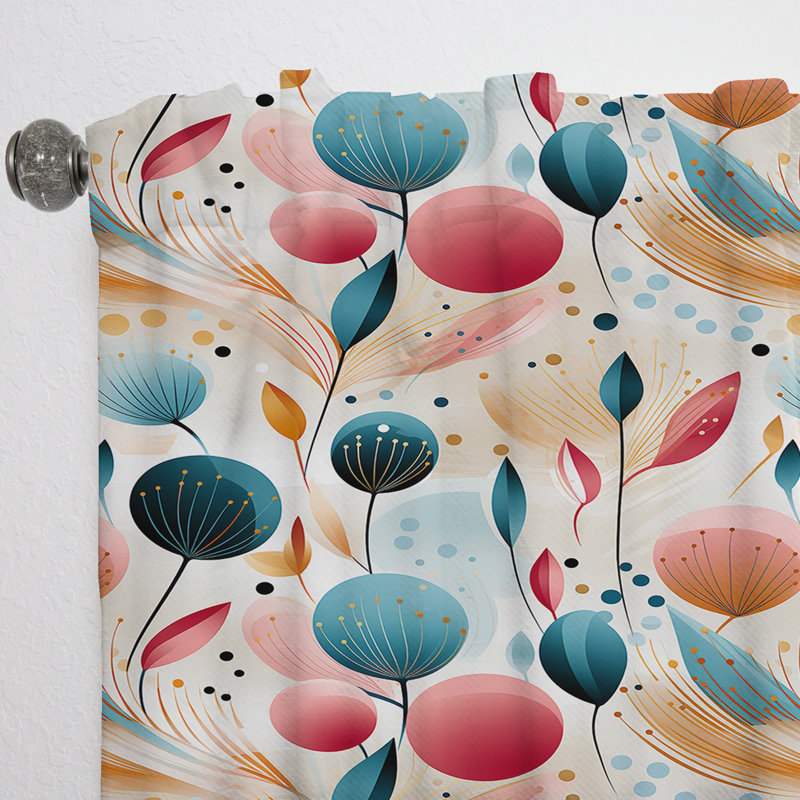 Motif floral de couleur pastel botanique - rideau bohémien - obscurcissement de la pièce en velours - 1 panneau
