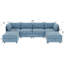 Canapé modulaire convertible avec rangement, tissu chenille, bleu antique pour salon moderne
