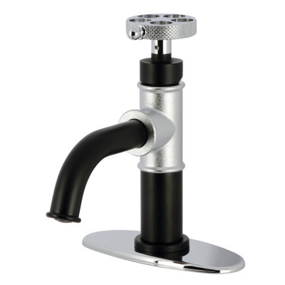 Kingston Brass Webb Single-Handle 1-Hole Deck Mount Bathroom Faucet with Knurled Handle and Push Pop-Up Drain