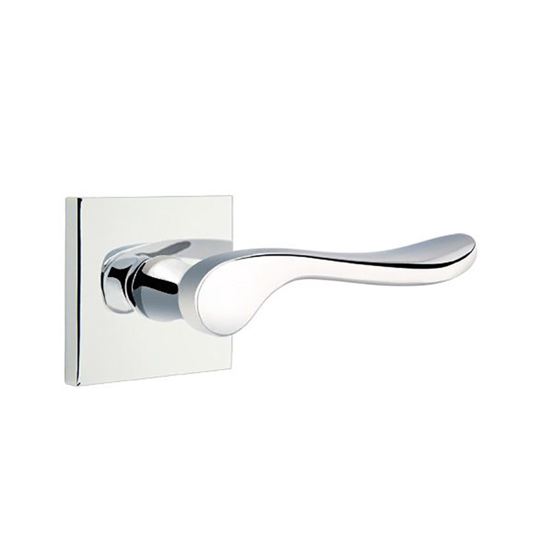 Ensemble de levier d'entrée à clé Emtek avec levier Lucerne et rosette à disque, Droite, Chrome brillant