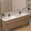 Lavabo en résine pour meuble-lavabo de salle de bain, avec deux lavabos rectangulaires encastrés, trou de robinet simple, comptoir de meuble-lavabo seulement