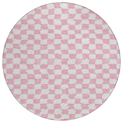 Tapis intérieur / extérieur rose lavable à la machine Xhevrie