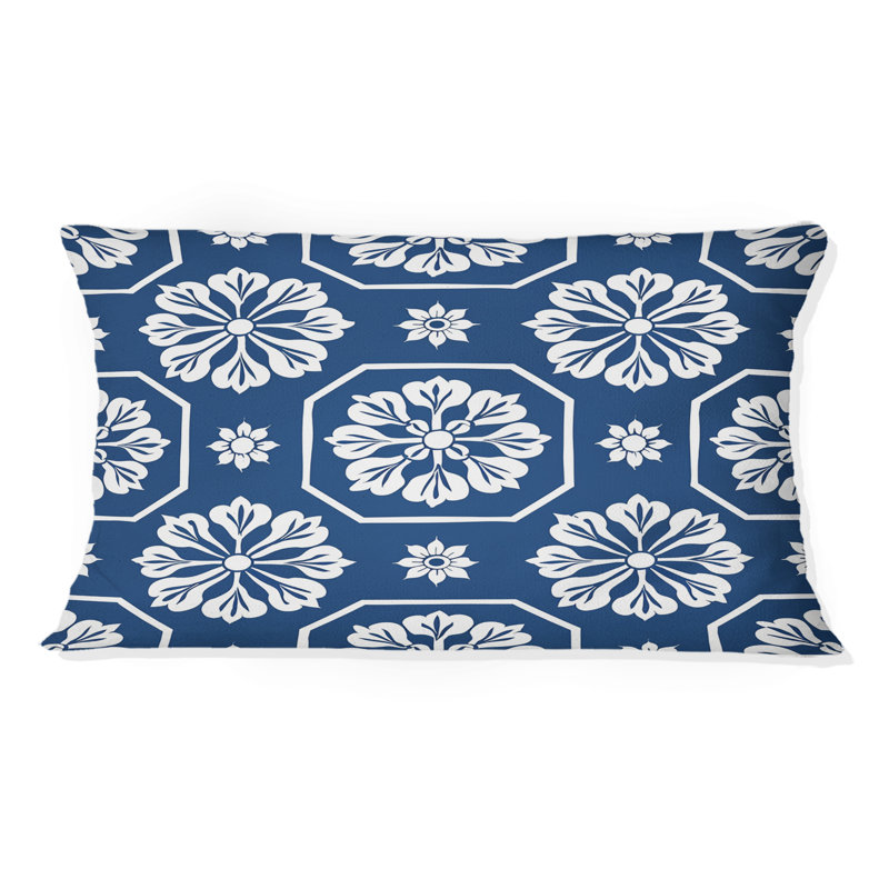 Coussin lombaire traditionnel octogonal III bleu et blanc