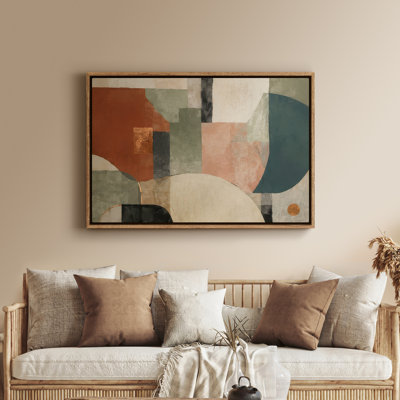 Art mural encadré - Formes géométriques abstraites modernes dans des tons de terre - 16 po x 24 po, 24 po x 36 po