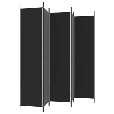 vidaXL 5-Panel Room Divider Black 98.4"x86.6" Fabric
