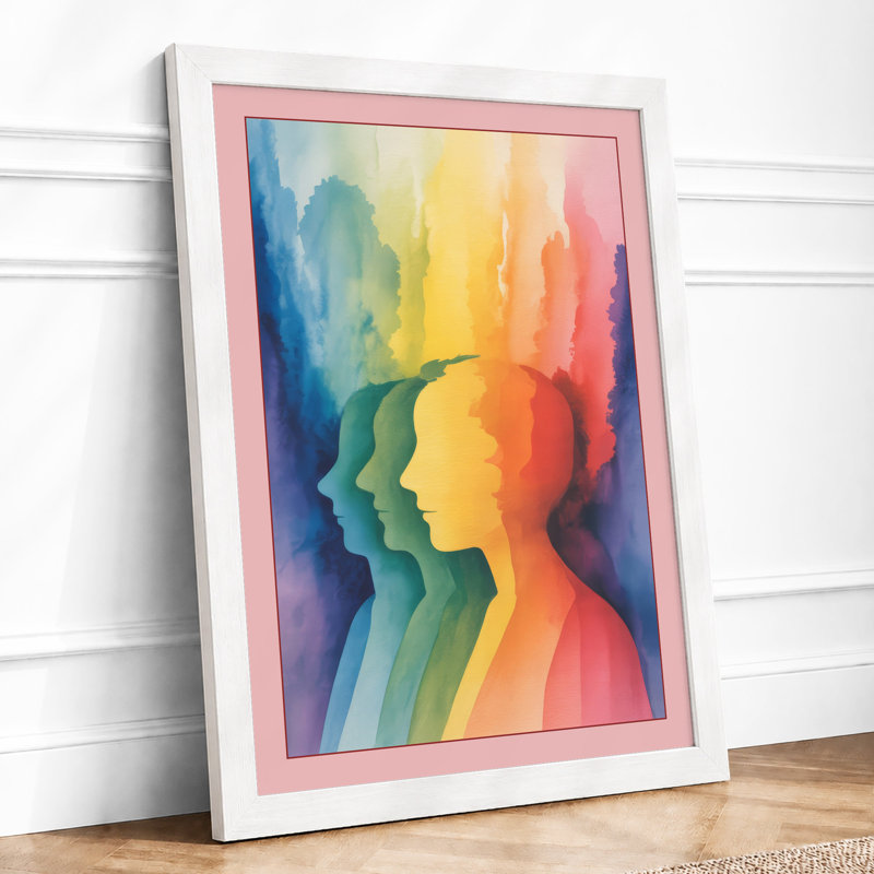 Rainbow Thoughts Within Modern - Framed Print, A3 - 42.0 x 29.7 cm, White