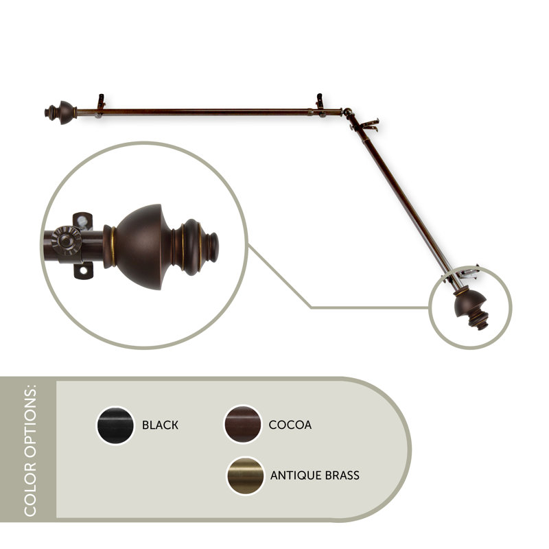 Tringle à rideaux simple en angle, 48 po à 84 po, Cacao