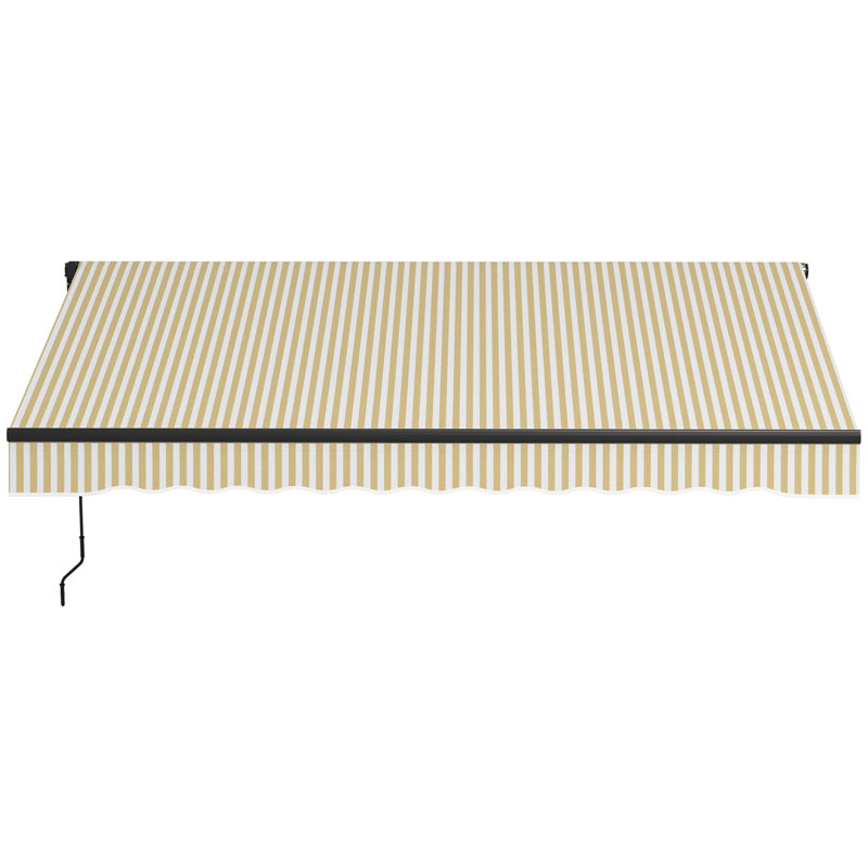 Retractable Awning, Patio Awnings, Beige, Striped, 141.7" W x 118.1" D