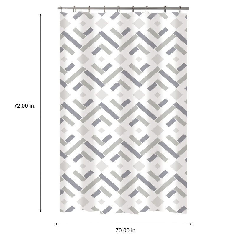 Gray Geometric PEVA Vinyl Shower Curtain, 70" x 72"
