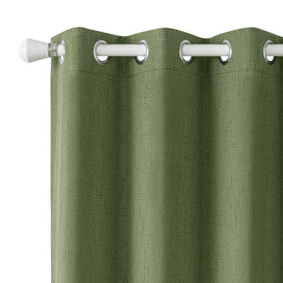 Jimmy Boho Faux Linen 100% Blackout With Liner Grommet Curtain Pair