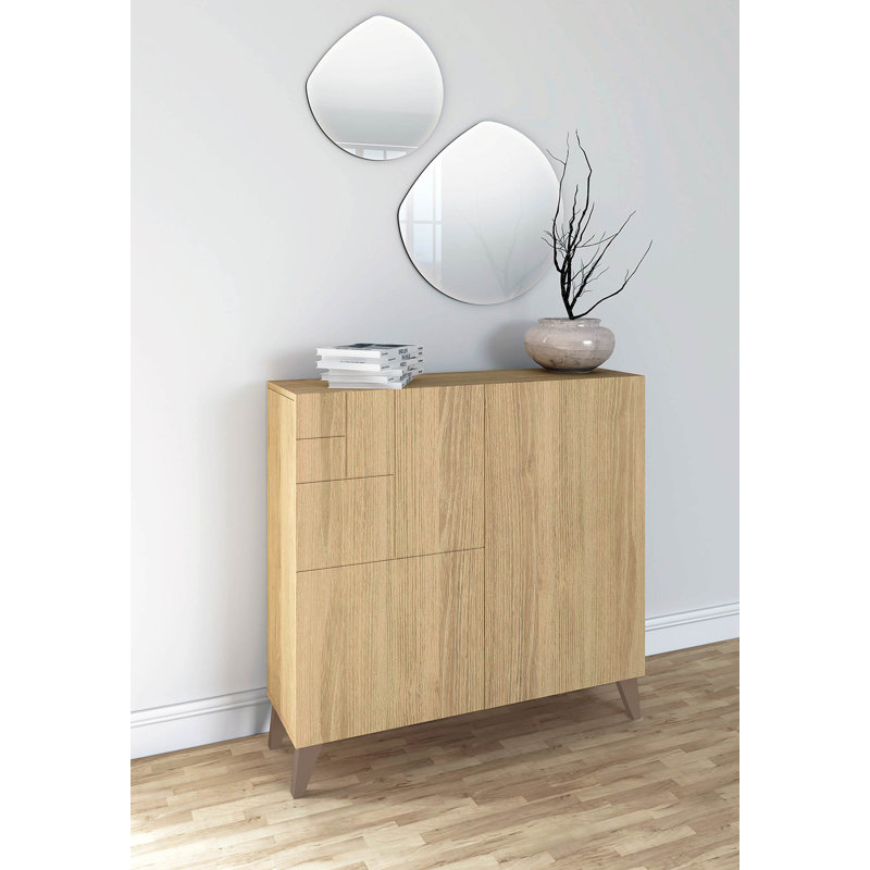 12 Pair Shoe Storage Cabinet, Oak/Brown