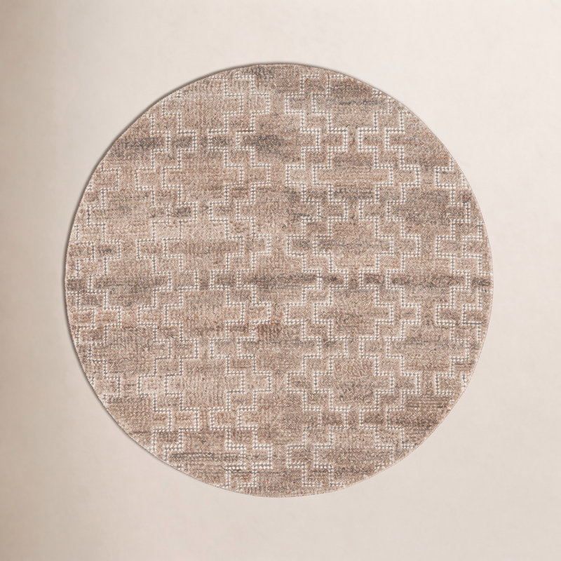 Hand-Woven Geometric Outdoor Rug, 6'-0" x 6'-0" Round