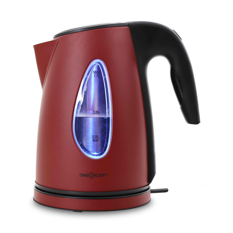 OneConcept 1.7L Stainless Steel Electric Tea Kettle, Red