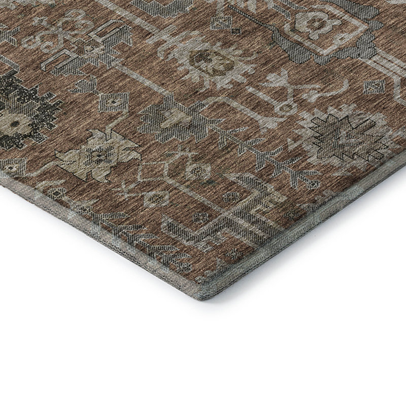 Premium Machine Washable Prisco Paprika Rug, Round 8'