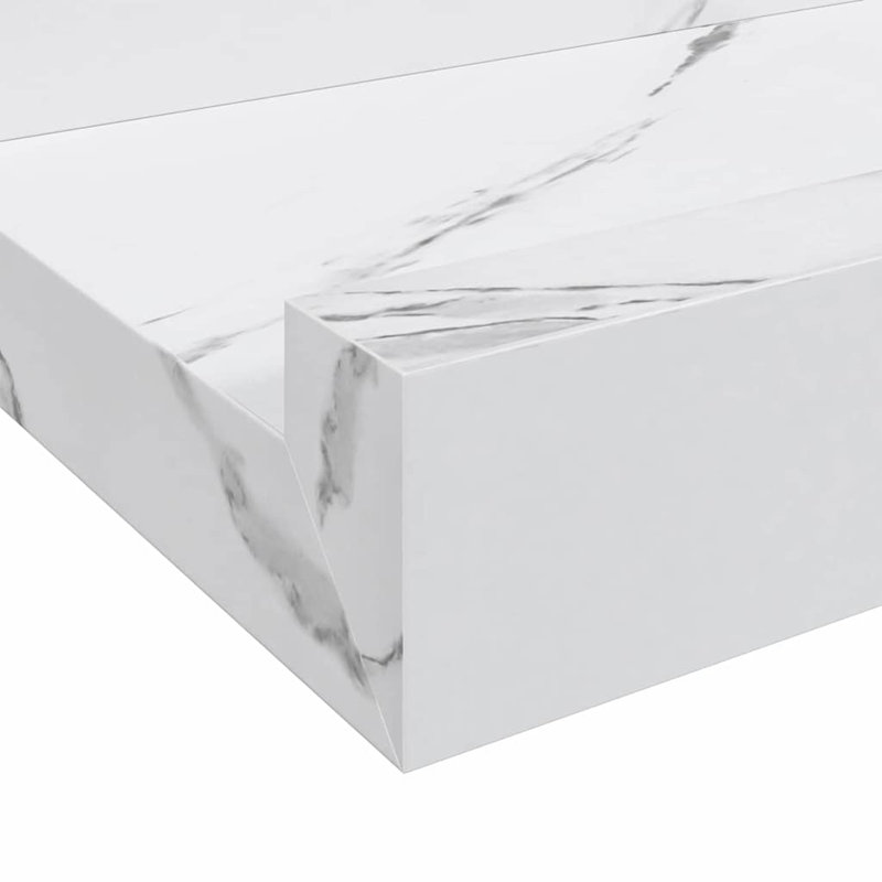 Floating Shelf, 3cm H x 100cm W x 9cm D, White Marble