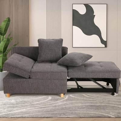 Acklen 70.8" Linen Armless Sofa Bed