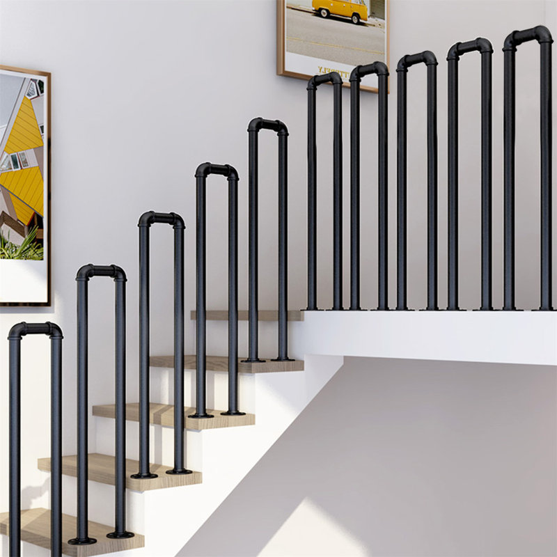 Industrial U-Shaped Stair Handrail, 39.37" H