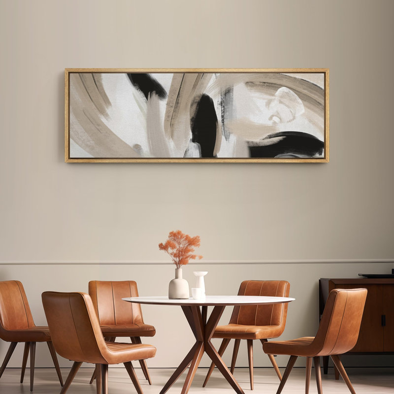 «Dynamic Brushstrokes», art moderne abstrait, H 20 po x l 60 po, Naturel